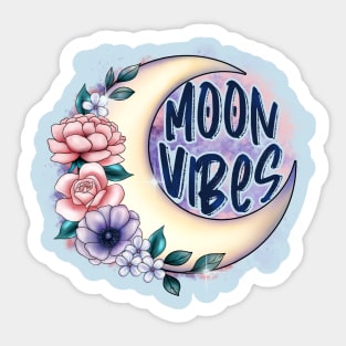 Moon vibes, floral moon design Sticker